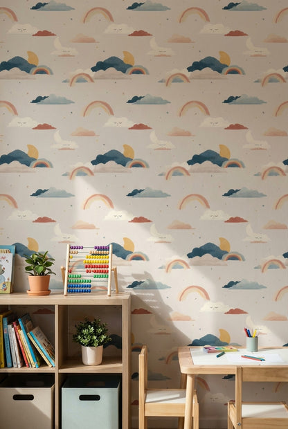 Clouds Wallpaper Whimsical Removable Rainbow Wall Art