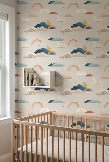 Clouds Wallpaper Whimsical Removable Rainbow Wall Art
