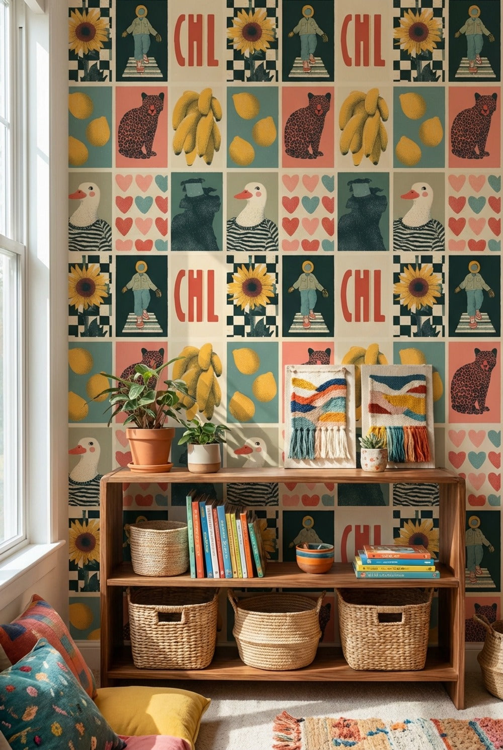 Eclectic Wallpaper Abstract Vibrant Removable Wall Decor