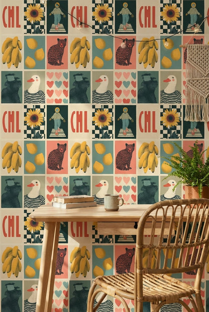 Eclectic Wallpaper Abstract Vibrant Removable Wall Decor