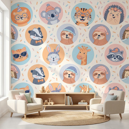 Cartoon Animals Wallpaper Playful Whimsical Wall Decor