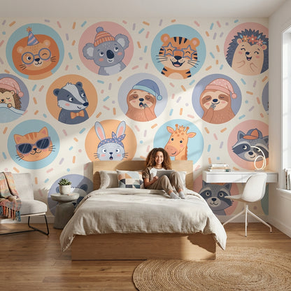 Cartoon Animals Wallpaper Playful Whimsical Wall Decor