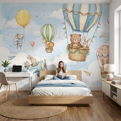 Whimsical Wallpaper Animals Bright Removable Wall Decor