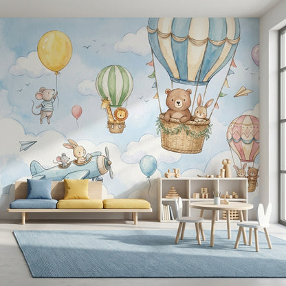 Whimsical Wallpaper Animals Bright Removable Wall Decor