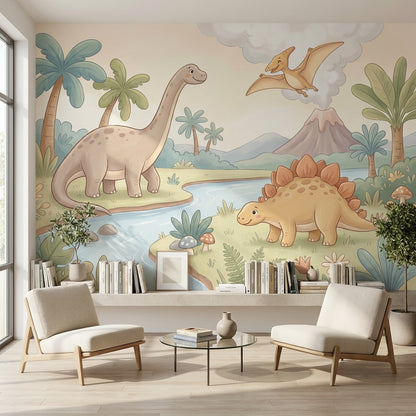 Dinosaurs Wallpaper Prehistoric Cartoon Wall Mural
