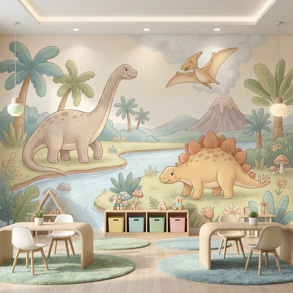 Dinosaurs Wallpaper Prehistoric Cartoon Wall Mural