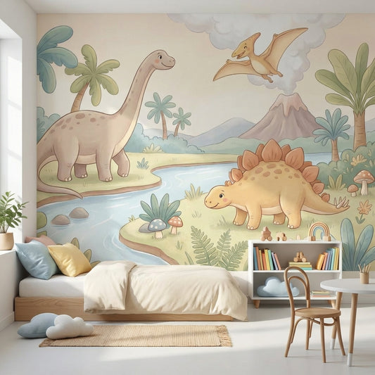 Dinosaurs Wallpaper Prehistoric Cartoon Wall Mural
