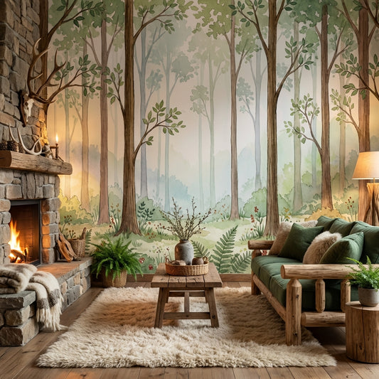 Forest Wallpaper Trees Greenery Removable Wall Decor