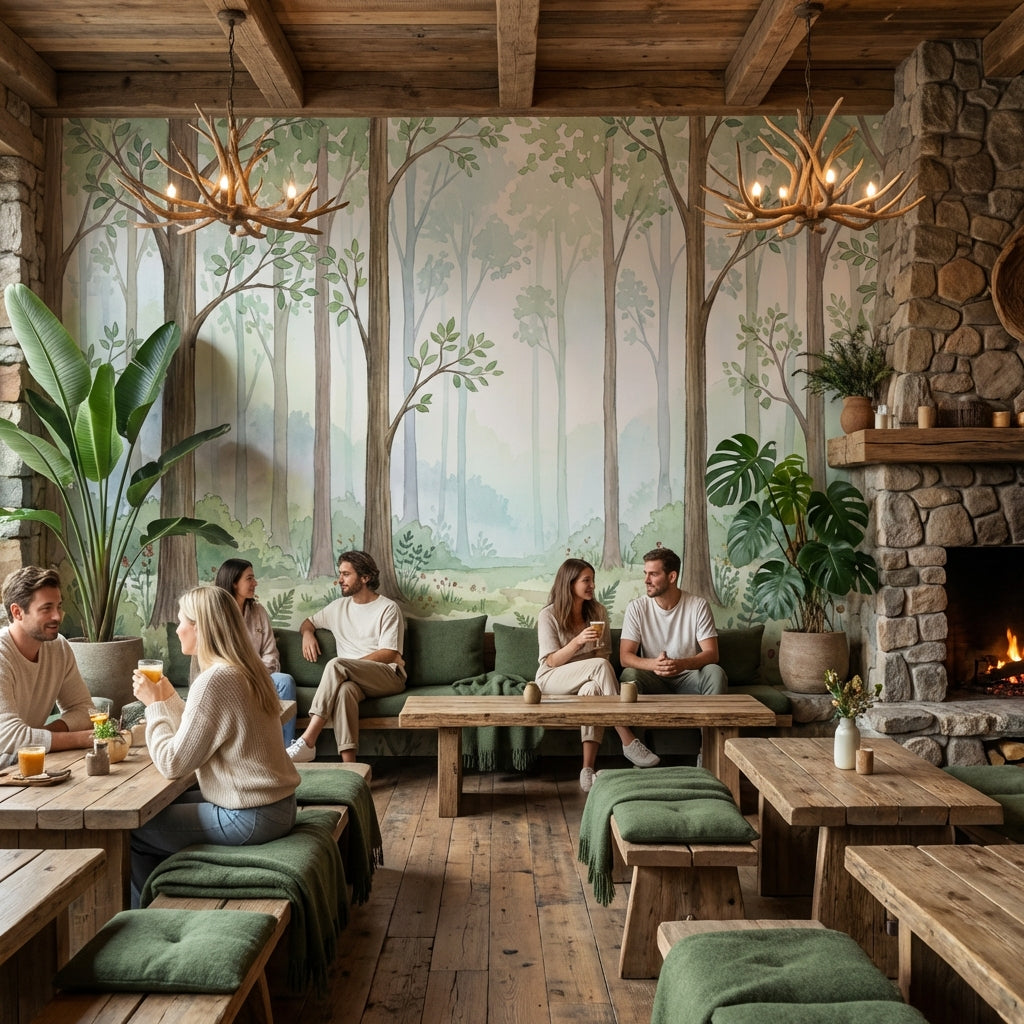 Forest Wallpaper Trees Greenery Removable Wall Decor