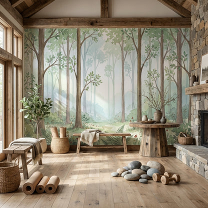 Forest Wallpaper Trees Greenery Removable Wall Decor