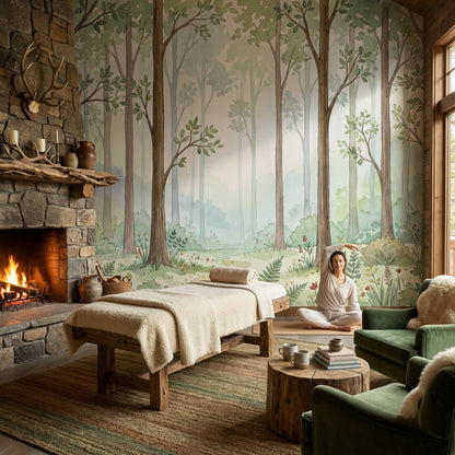 Forest Wallpaper Trees Greenery Removable Wall Decor