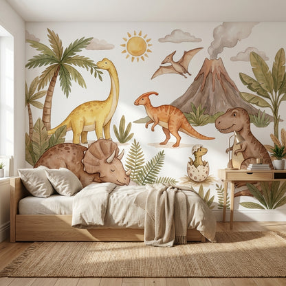 Dinosaurs Wallpaper Prehistoric Cartoon Wall Mural