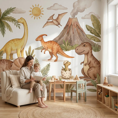 Dinosaurs Wallpaper Prehistoric Cartoon Wall Mural
