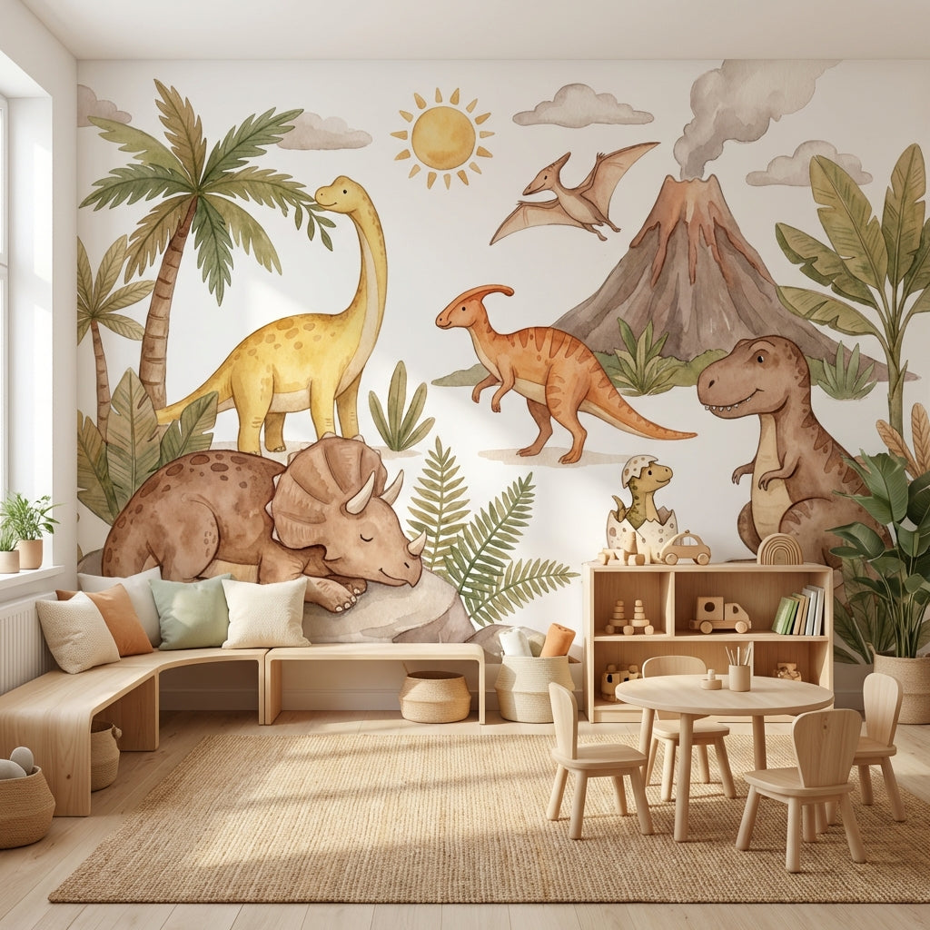 Dinosaurs Wallpaper Prehistoric Cartoon Wall Mural
