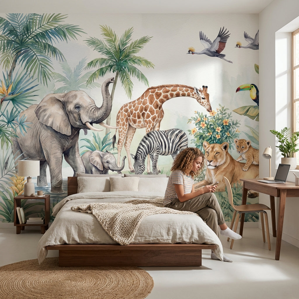 Jungle Animals Wallpaper Nature Tropical Wall Mural