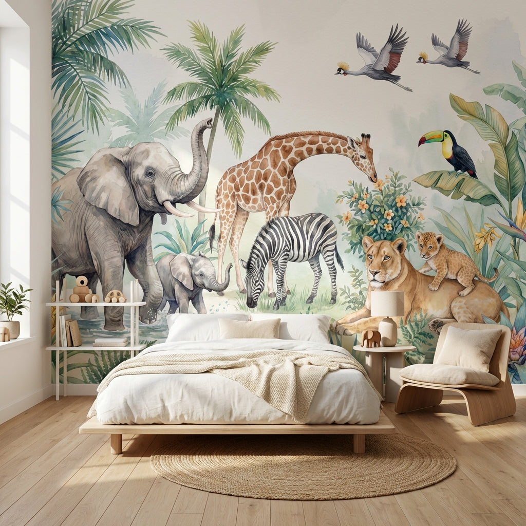 Jungle Animals Wallpaper Nature Tropical Wall Mural