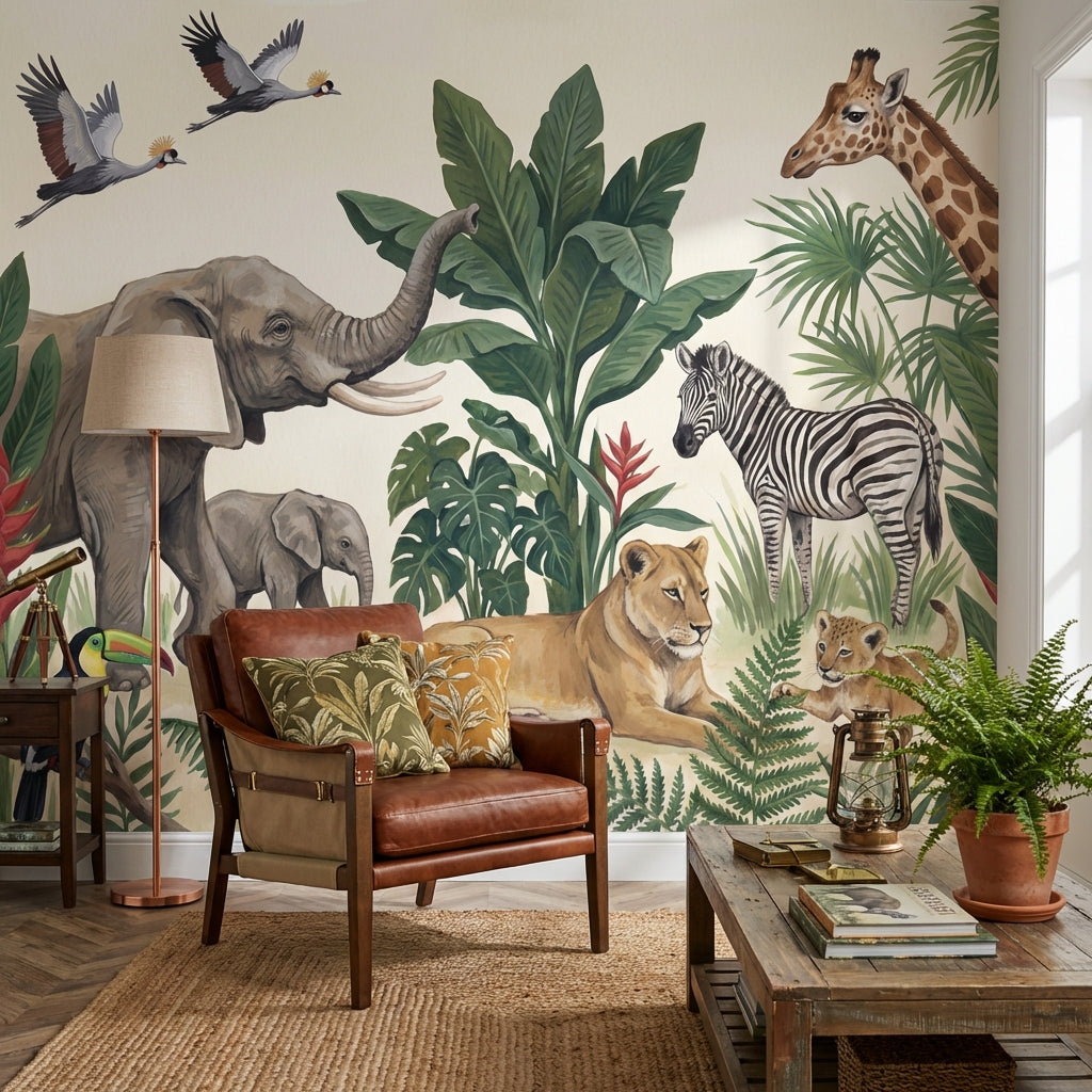 Jungle Wallpaper Wildlife Animals Wall Mural