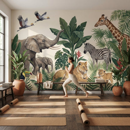 Jungle Wallpaper Wildlife Animals Wall Mural