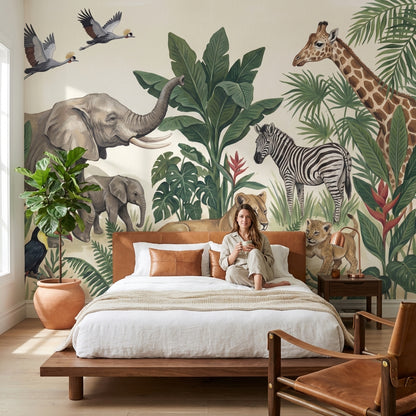 Jungle Wallpaper Wildlife Animals Wall Mural