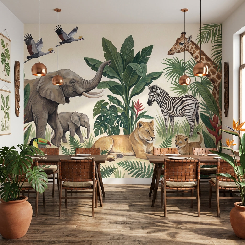 Jungle Wallpaper Wildlife Animals Wall Mural