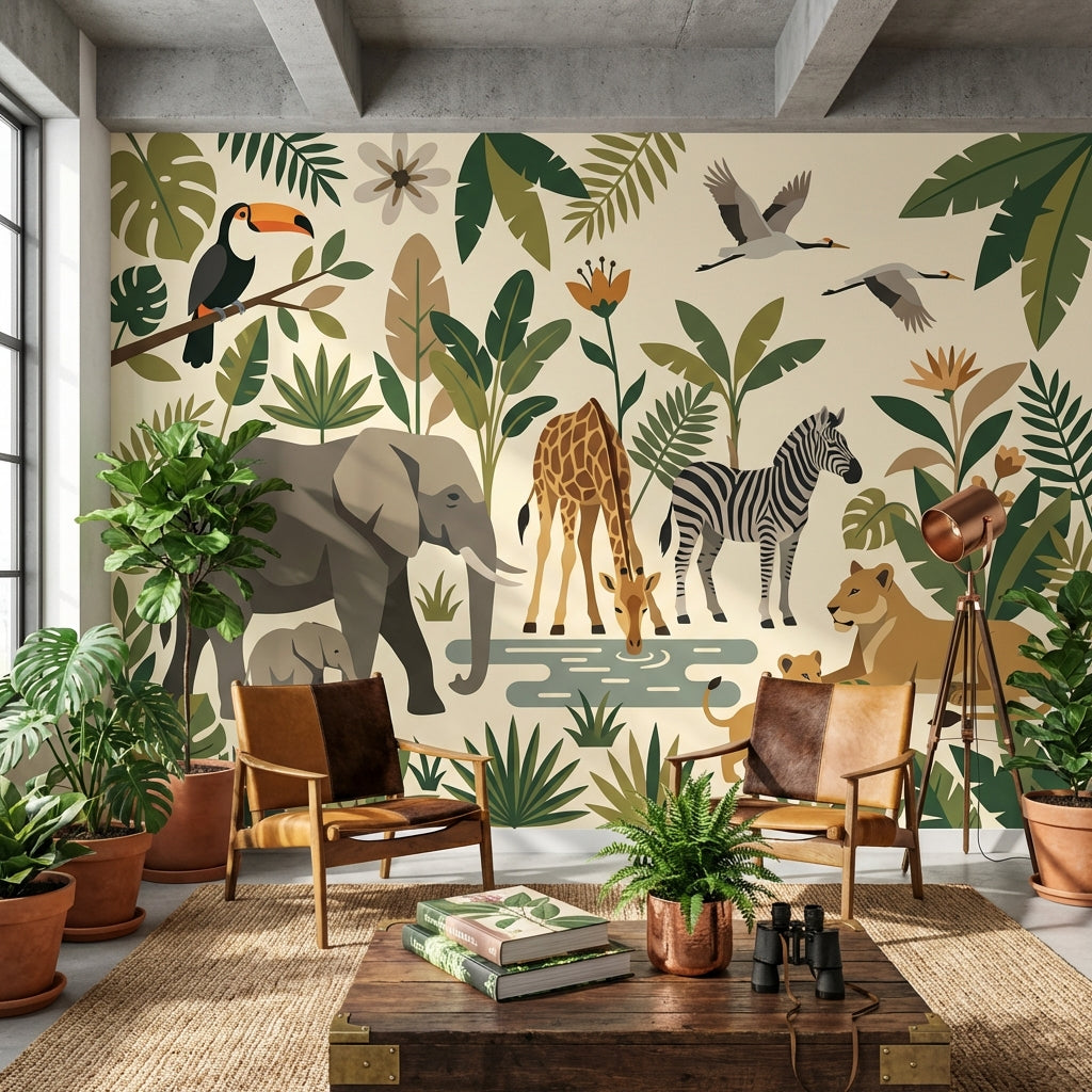 Jungle Animals Wallpaper Tropical Nature Wall Mural