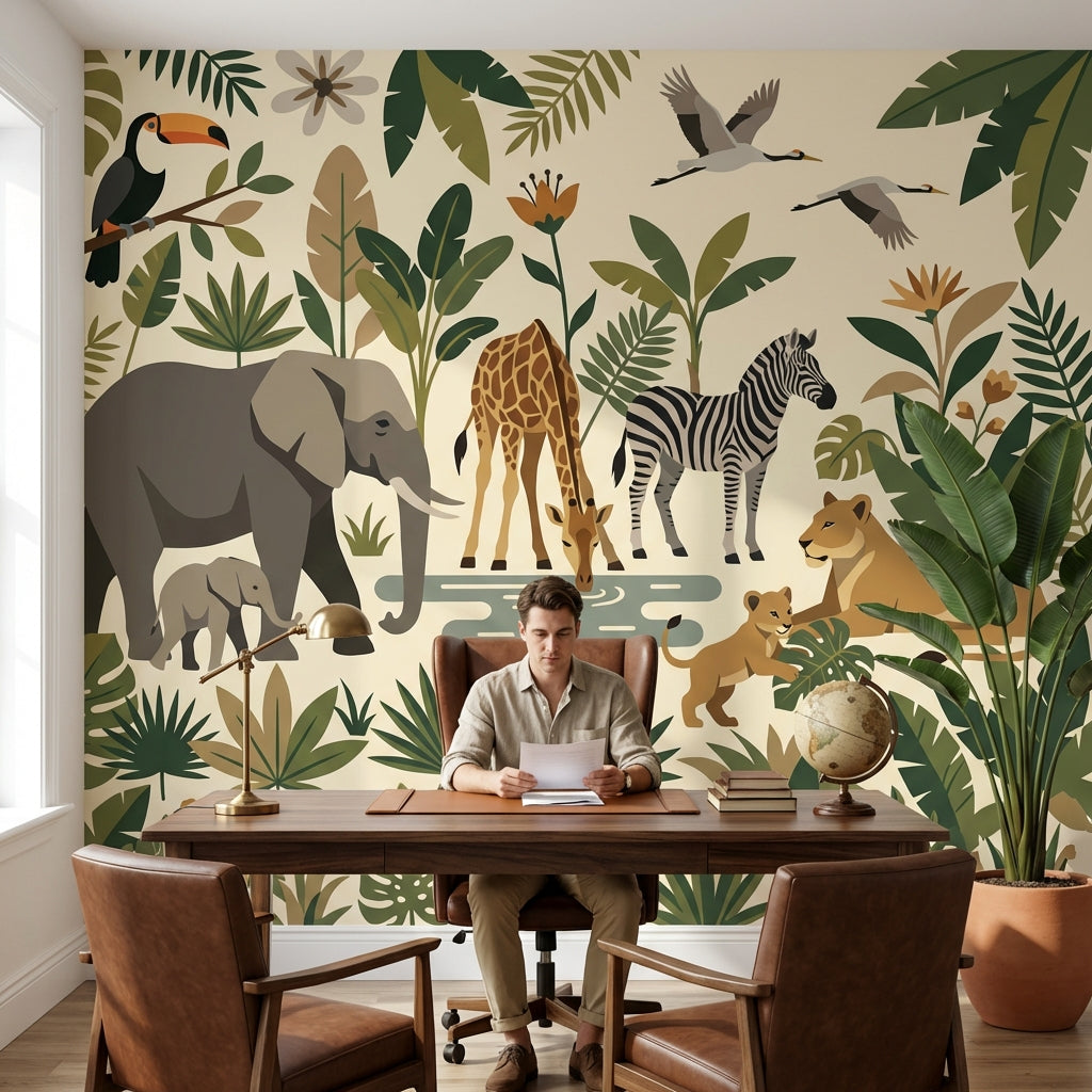 Jungle Animals Wallpaper Tropical Nature Wall Mural