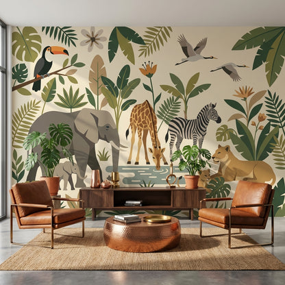 Jungle Animals Wallpaper Tropical Nature Wall Mural