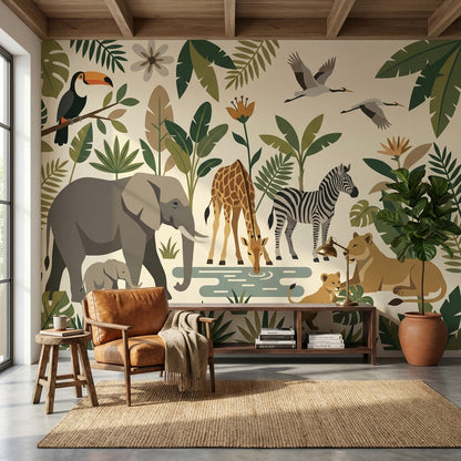 Jungle Animals Wallpaper Tropical Nature Wall Mural