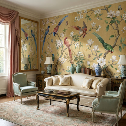 Birds Wallpaper Floral Vintage Wall Mural