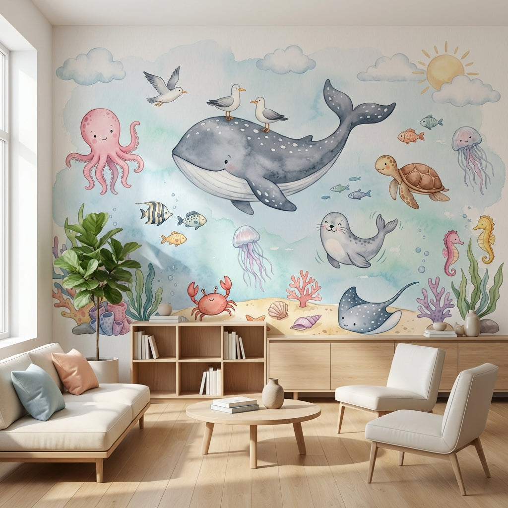 Underwater Wallpaper Sea Creatures Marine Removable Wall Decor