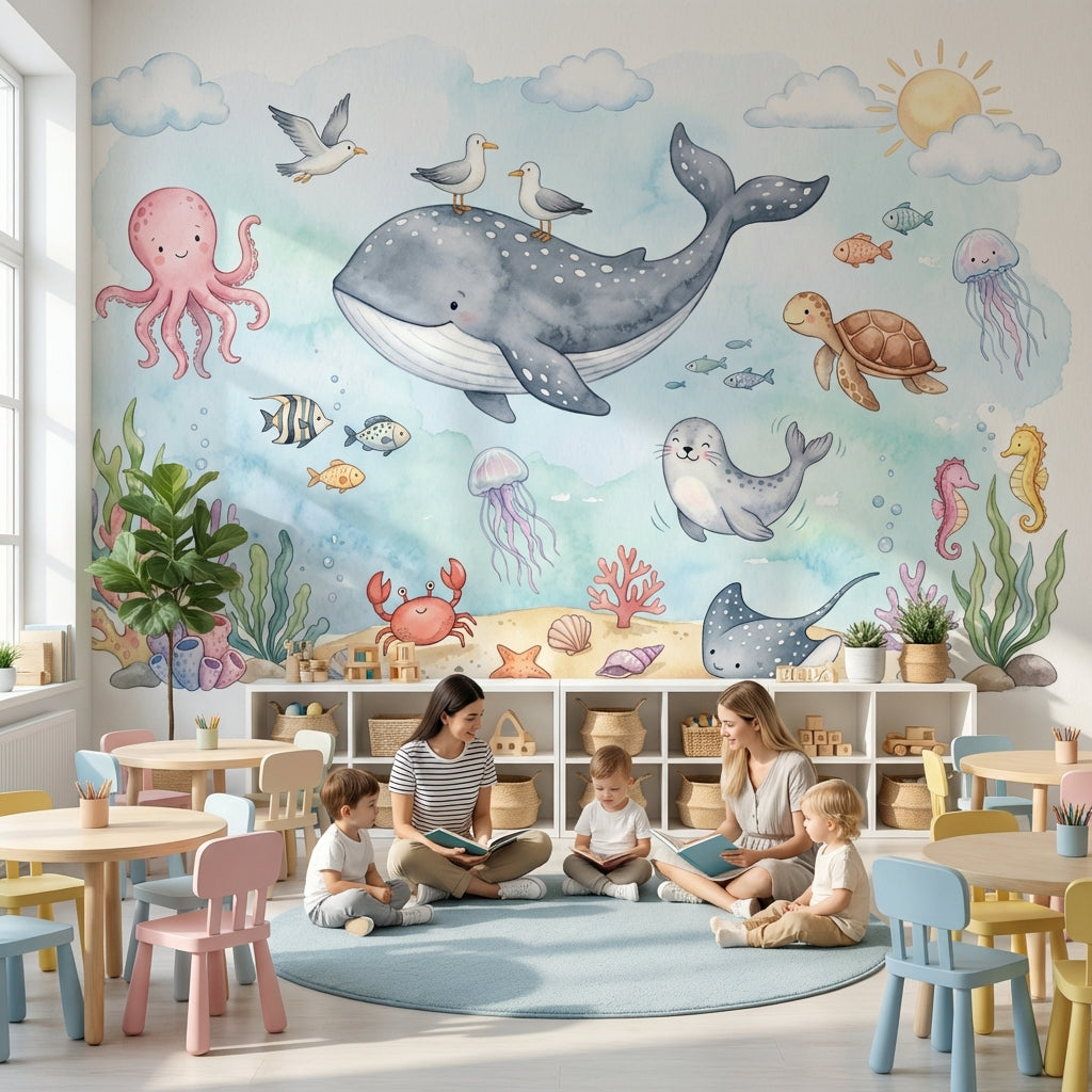Underwater Wallpaper Sea Creatures Marine Removable Wall Decor