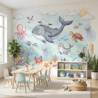 Underwater Wallpaper Sea Creatures Marine Removable Wall Decor