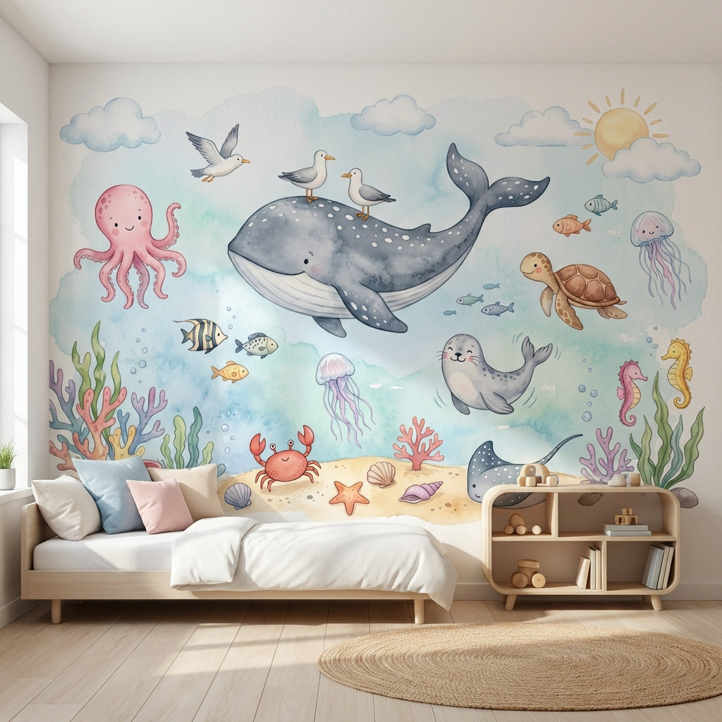 Underwater Wallpaper Sea Creatures Marine Removable Wall Decor