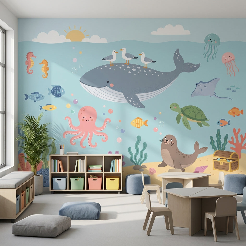 Underwater Wall Mural Sea Creatures Ocean Decor