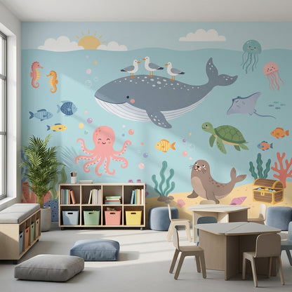 Underwater Wall Mural Sea Creatures Ocean Decor
