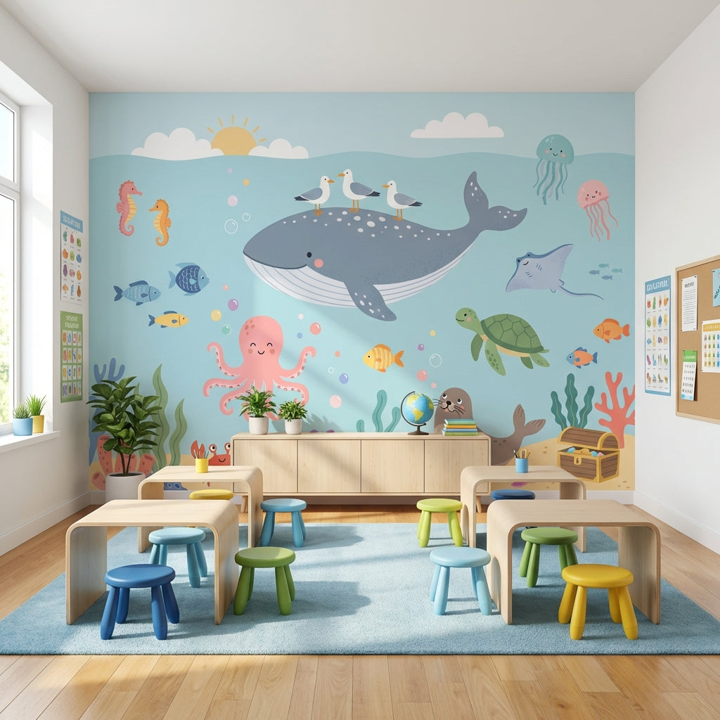 Underwater Wall Mural Sea Creatures Ocean Decor