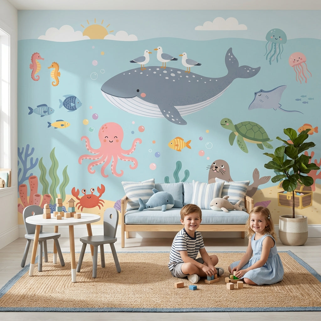 Underwater Wall Mural Sea Creatures Ocean Decor
