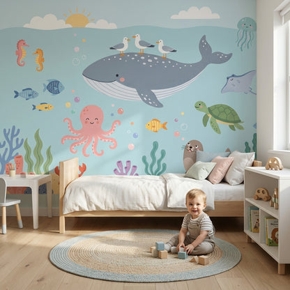 Underwater Wall Mural Sea Creatures Ocean Decor
