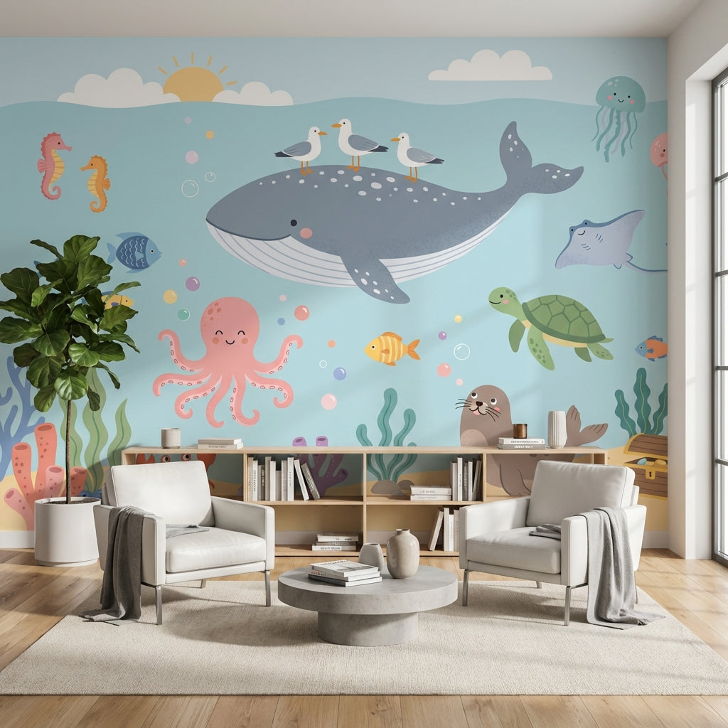 Underwater Wall Mural Sea Creatures Ocean Decor