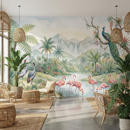 Tropical Birds Wallpaper Vintage Tropical Wall Mural