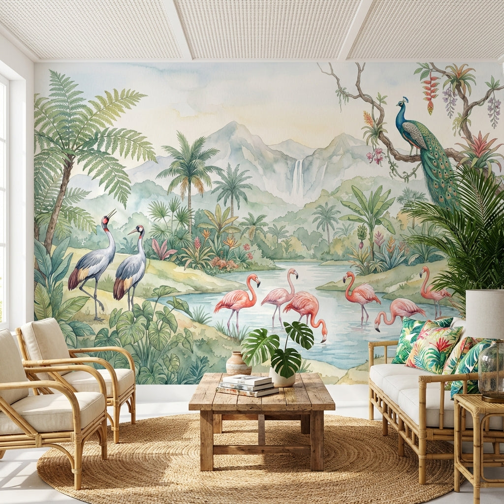 Tropical Birds Wallpaper Vintage Tropical Wall Mural