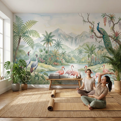 Tropical Birds Wallpaper Vintage Tropical Wall Mural