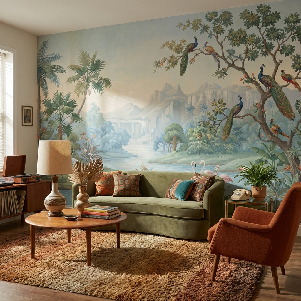 Tropical Birds Wallpaper Vintage River Wall Mural