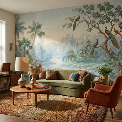 Tropical Birds Wallpaper Vintage River Wall Mural