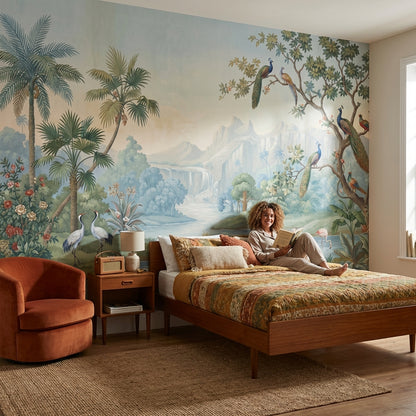 Tropical Birds Wallpaper Vintage River Wall Mural