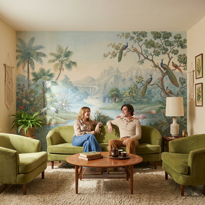 Tropical Birds Wallpaper Vintage River Wall Mural