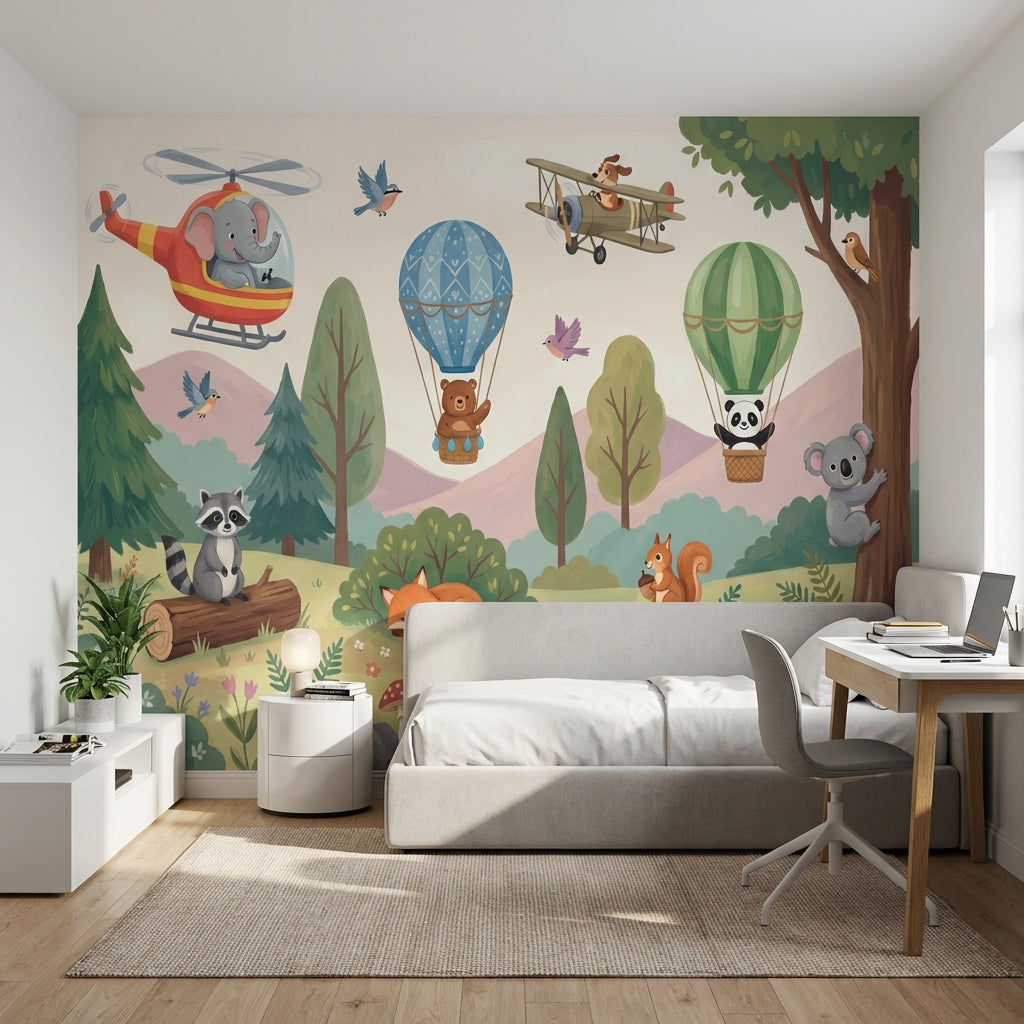 Forest Animals Wallpaper Cartoon Whimsical Wall Mural
