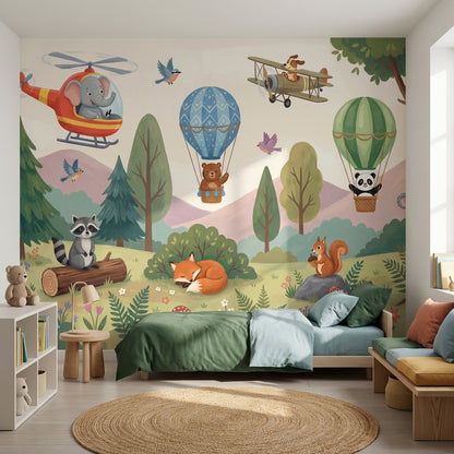 Forest Animals Wallpaper Cartoon Whimsical Wall Mural