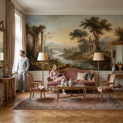 Serene Landscape Wallpaper Classic Greenery Wall Mural