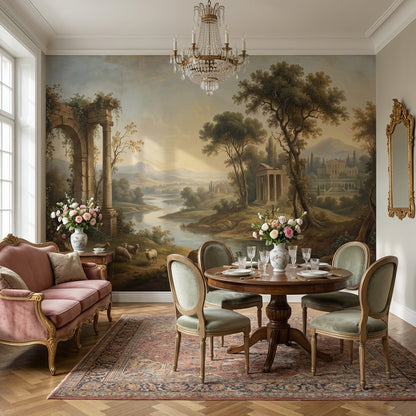 Serene Landscape Wallpaper Classic Greenery Wall Mural
